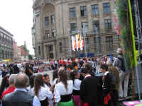 Crowds gathered for the International song and dance concert at Dome Square, Riga